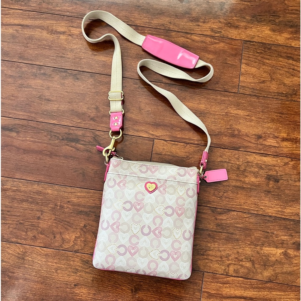 COACH💥VINTAGE~LIMITED EDITION💥PINK SIGNATURE CROSSBODY MESSENGER BAG